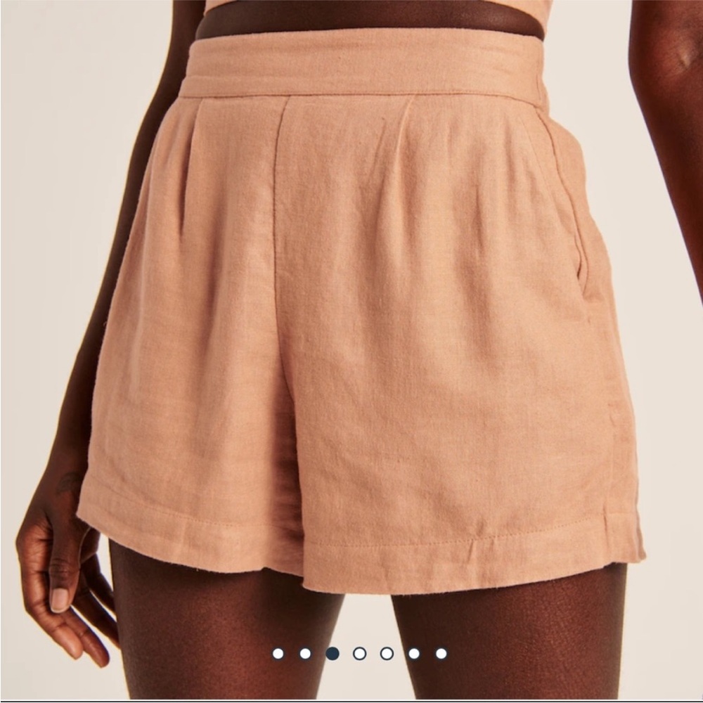 Abercrombie & Fitch Linen-Blend Pull-On Shorts in light orange NWT